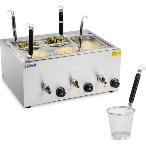 Cuiseur à pâtes pour la cuisson des pâtes et des raviolis au bain-marie, 3 chambres avec robinets (1/5)