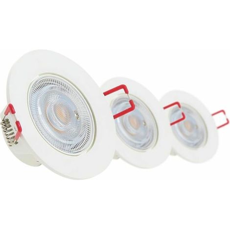 Set da 3 faretti LED ad incasso regolabili in intensità e orientabili, 4,5 W (equivalente a 50 W), 345 lm, luce calda, per soffitti e bagni