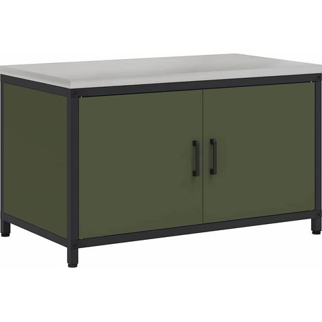 Meuble de rangement de cuisine avec étagère Vert olive Acier CFW99864 (1/5)