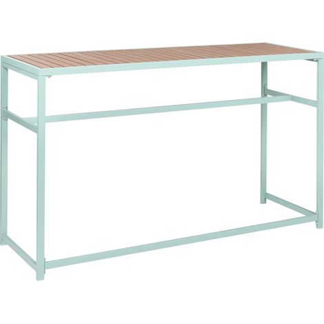 Mesa moderna de jardín interior exterior 150 x 50 cm acero madera plástica verde claro Avetrana (1/5)