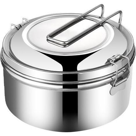 Lntyq 1500ml Boîte à Lunch en Acier Inoxydable,Rond Bento Lunch Box Inox,Gamelle Metal Camping,Acier Inoxydable Lunchbox,Anti-Brûlure étanches Boite Inox avec Poignée,pour école,Travail,Pique-Nique,V (1/5)