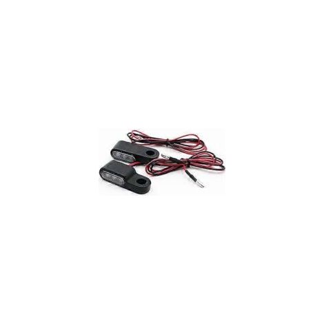 Juego de 2 intermitentes LED de 12 V para motocicleta con soporte, color ámbar, para manillar. - Crezuo