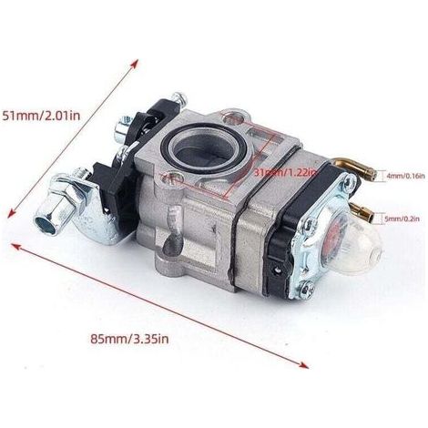 Carburador para desbrozadora 52cc 49cc 43cc, kit de carburador con junta, manguera, bujía y filtro de gasolina (1/4)