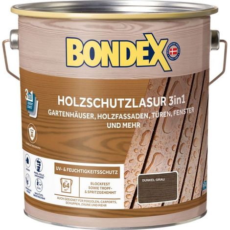 Bondex Holzschutzlasur 3in1 4 L dunkelgrau Holzschutzlasur (1/3)