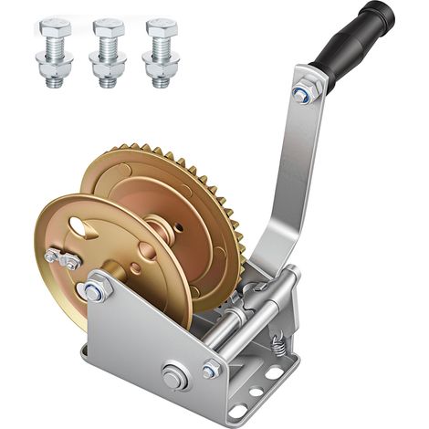 Mophorn Cabrestante manual con capacidad de carga de 726 kg, Incluye manivela y trinquete bidireccional de 3 posiciones, con una relación de engranajes de 4:1, ideal para motos acuáticas y lanchas. (1/5)