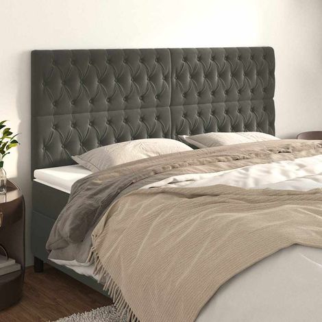 vidaXL Cabecero Terciopelo Gris Oscuro 180x7x118/128 cm (1/5)