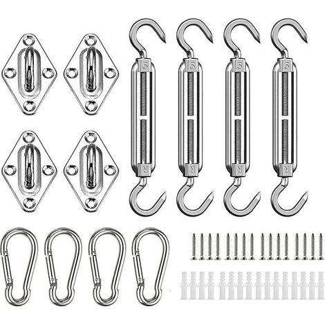 Kit de montage pour voile d'ombrage UlisemSun, kit de montage en acier inoxydable pour voile d'ombrage triangulaire, carré, rectangulaire, accessoires de montage pour voile d'ombrage (1/4)