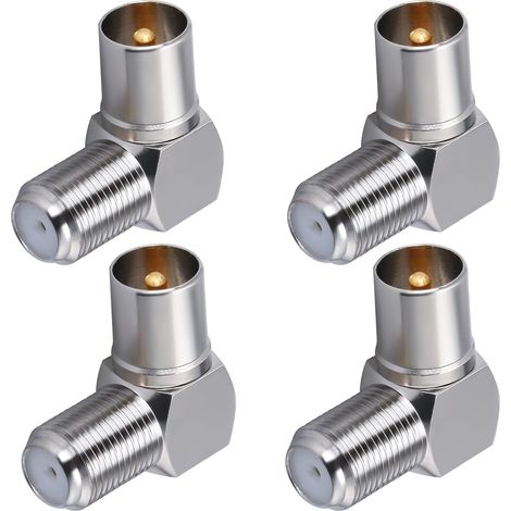 4 Pièces Connecteur Coaxial d'Antenne TV à 90 Degrés Prise Mâle vers F Femelle Adaptateur à Angle Droit pour Câble Satellite