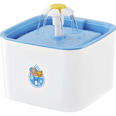 Blauer 2,5-Liter-Wassernapf für Hunde und Katzen. Elektrischer Trinkbrunnen mit Wasserfilter.