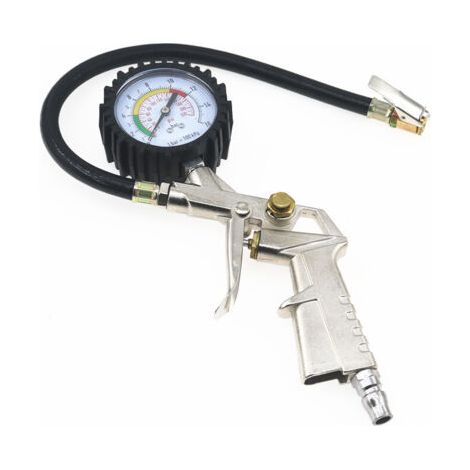 Manomètre de Pression de Pneus Haute Précision avec Pistolet de Gonflage - Jauge de Contrôle et de Gonflage pour Auto, Moto, Scooter (1/5)