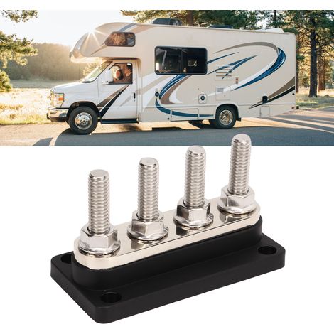 DC12V-48V 300A Sammelschiene für Wohnmobile/Boote, Hochstrom-M10-Anschlussklemmen, 4-poliger Verteilerblock, schwarz (1/5)