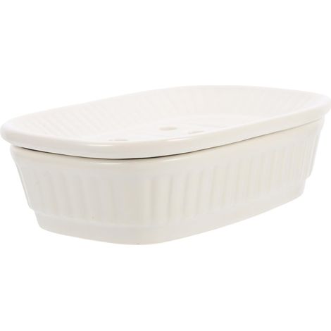 Layer Ceramic Soap Dish with Draining Tray Bathroom and (1/5)