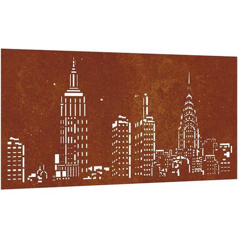 Décoration murale de jardin 105 x 55 cm, motif horizon en acier Corten (1/5)