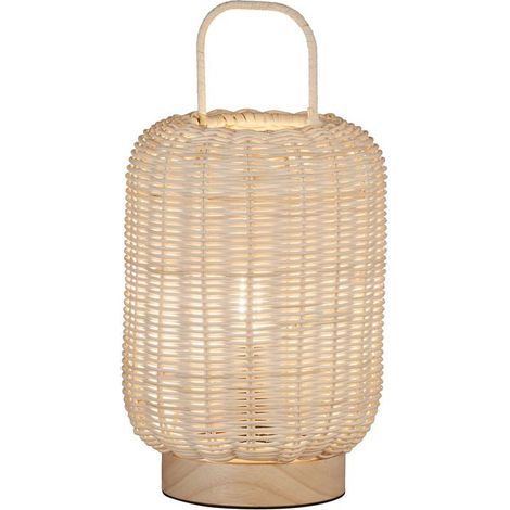 Lampe de table NATURE E14 1x25W bois, corde de vigne naturel H: 28,5cm Ø16cm avec interrupteur à cordon (1/3)