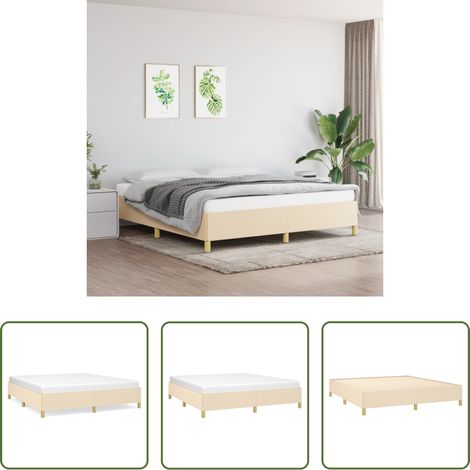 Sommeil -  Cadre de lit sans matelas crème 160x200 cm tissu (1/5)
