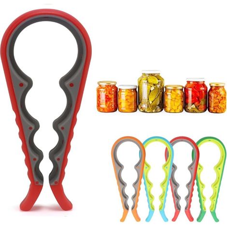 [NEVER USED] Jar opener, bottle opener, aid for weak or arthritic hands, for the elderly and children (red) (1/4)