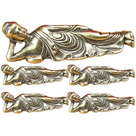 Lot de 5 petites figurines de Bouddha en cuivre, statues de Bouddha artisanales, décorations de table.-Brown (1/3)