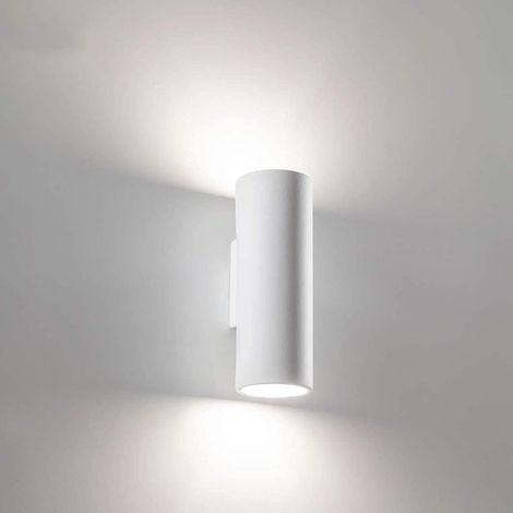 Applique in gesso design moderno a biemissione con doppio attacco per lampadine GU10 forma cilindrica (1/4)