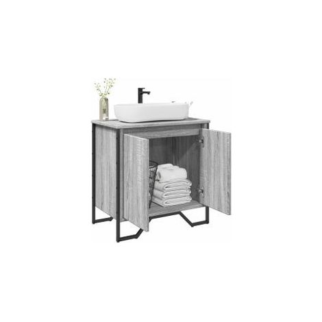 Armoire lavabo de salle de bain sonoma gris 60x35x60 (1/5)