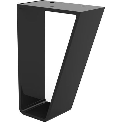 Nordlinger – Pied de meuble plat en acier noir – Hauteur 15cm – Finition mate pour style moderne – Installation facile avec vis (1/4)