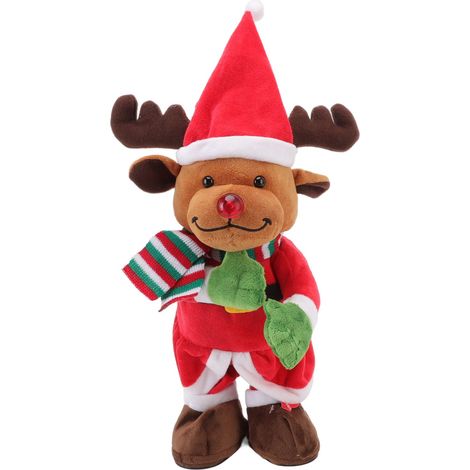Noël Électrique Jouet Cerf Danse Chant Lumineux Oscillant Poupée Musicale en Peluche pour Enfants Adultes (1/5)