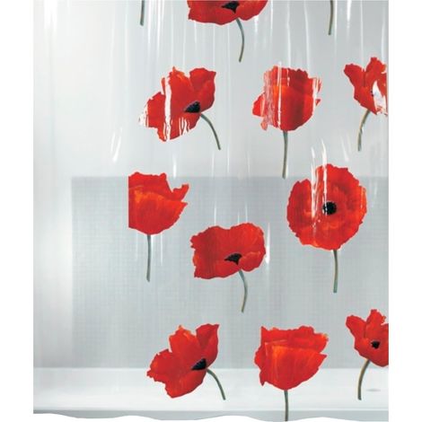 Cortina de ducha PEVA POPPY 180x200cm Tulipán estampado Spirella (1/3)