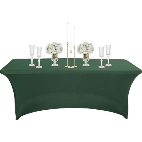 Nappe Rectangulaire Spandex Vert Foncé 183cm, anti-tache imperméable extensible terrasse/mariage/Halloween (1/5)