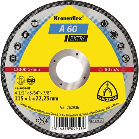 Disque à tronconner A60 Extra 115x1,0mm Klingspor (1/4)