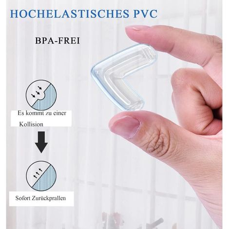 Protections d'angles de table pour bébé - Protections d'angles de meubles - Silicone transparent - Forme en L - Lot de 20 (1/5)