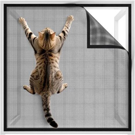 Katzennetz, 100 x 130 cm, robust und zuschneidbar, wird ohne Bohren verwendet und dient dazu, Mücken und Katzen fernzuhalten. (1/5)