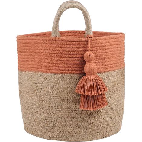 Panier Beige et Brique en Jute et coton MAORI (1/2)
