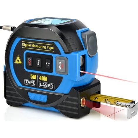 [NIEMALS VERWENDET] 3-in-1 Laser-Maßband mit Kreuzlinien-Wasserwaage – Digitales Laser-Messgerät 40 m (131 ft), automatische Nivellierung, LCD-Display, Einheiten Zoll/Fuß/Meter  5 m (16 ft) Maßband  (