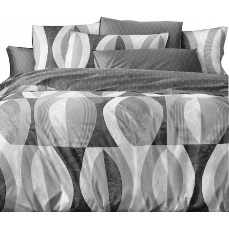 Bettwäsche aus Baumwollsatin, 160 x 200 cm + 2 Kissenbezüge, geometrisches Muster, große Auswahl (1/5)