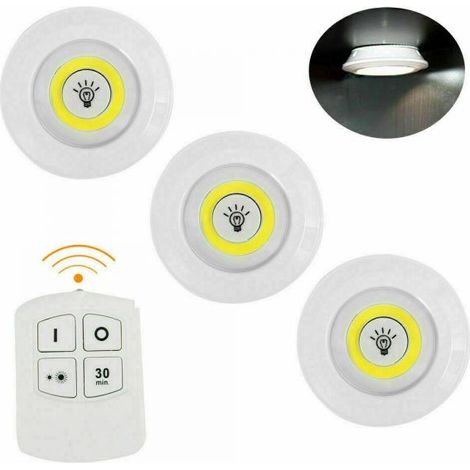 SET 3 FARETTI LED LIGHT CON TELECOMANDO REMOTE CONTROL PER SOFFITTO ARMADIO