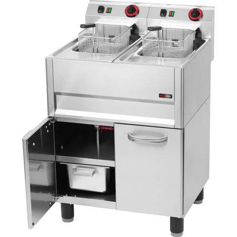 Friteuse électrique double 0,75 kW/l, 8+8 l avec soubassement 400 V REDFOX - FE 61 ELT - REDFOX