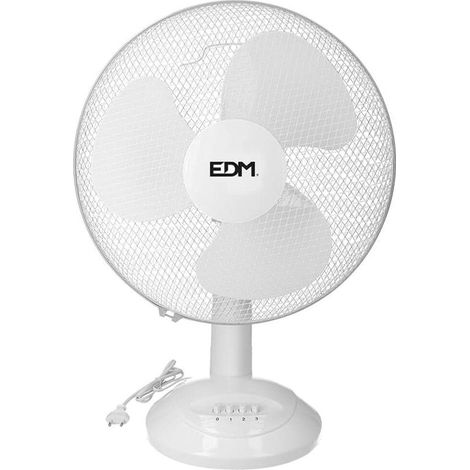 Ventilateur de table EDM Blanc 35W D30cm 3 vitesses