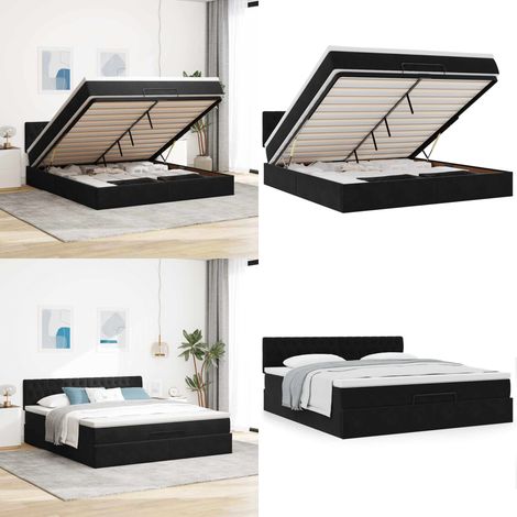 vidaXL Ottoman-Bett mit Matratze Schwarz 160x200 cm Samt (1/5)