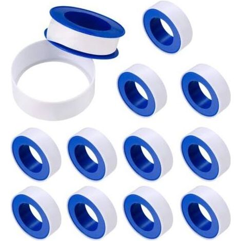 Ruban Étanchéité, Industrial Ruban de Marquage, Téflon de Plomberie Joint Rubans, 12mm x 10m Rouleau de Scotch pour Tuyaux - 12 Pcs (1/5)