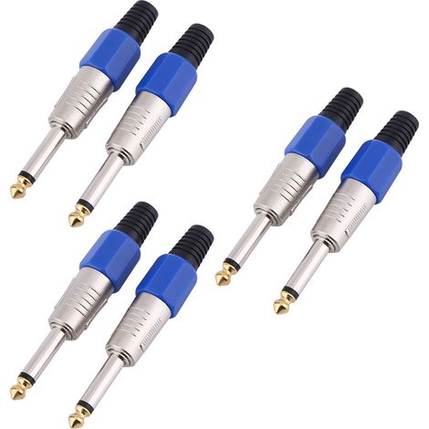 Prise Jack Mono 6.35mm - Connecteur Audio Plaqué Or - Pour Câble Microphone Amplificateur - Lot De 3 Paires (1/2)