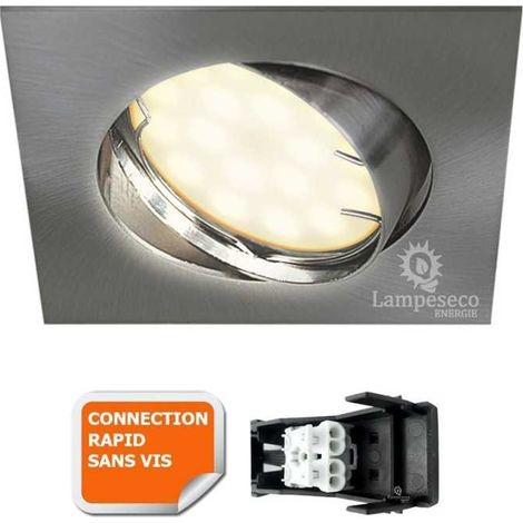 Spot encastrable orientable LED carré alu brossé GU10 230V eq. 50W blanc chaud (1/5)