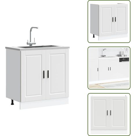 Mueble cocina - vidaXL Mueble bajo fregadero Porto blanco 80x46x81,5cm madera diseñada - Espacio de almacenamiento