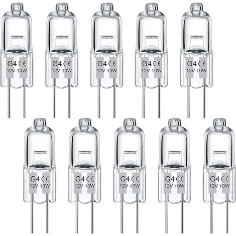 Paquete de 10 bombillas halógenas G4, 10W - Bombillas halógenas de luz blanca cálida adecuadas para el hogar y espacios de ocio. (1/5)