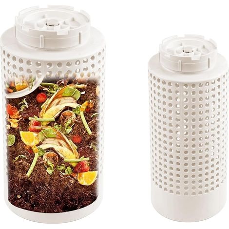 Lot de 2 composteurs souterrains pour vers souterrains, conteneurs à compost durables avec couvercle pour déchets de cuisine, blanc (30 x 16 x 11,5 cm) (1/5)