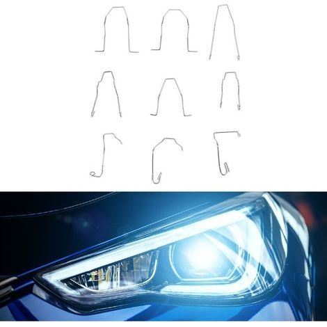 9 Pièces Clips à Ressort de Retenue de Phare, Clips à Ressort de Retenue de Phare Universels, de Support d'ampoule de Faisceau de Croisement de, Pince à de de Voiture en Acier Inoxydable,.