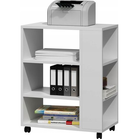 Mesa de impresora multifunción con ruedas, color blanco (1/3)