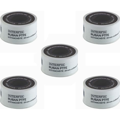 Lot de 5 rouleaux de téflon 25 mm x 12 m - Fitt