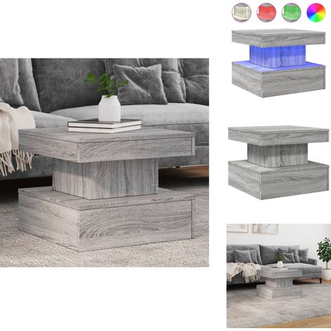 Table basse avec lumières LED sonoma gris 50x50x40 cm - Table Basse Design - Table Basse Led - Table Basse Lumineuse - Table Basse Ronde - Meuble Salon (1/5)