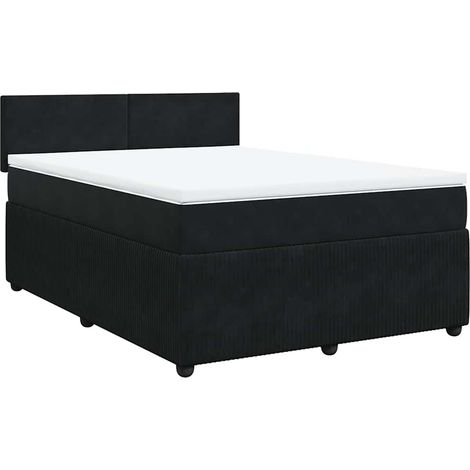 Giroletto a Molle con Materasso Nero 140x190 cm in Velluto 393575 (1/5)
