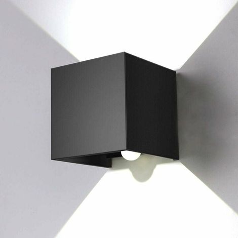 Lámpara de pared cuadrada con sensor de radar de 12 W, carcasa negra, luz blanca de 6000 K, resistente al agua, para uso en interiores y exteriores. (1/5)