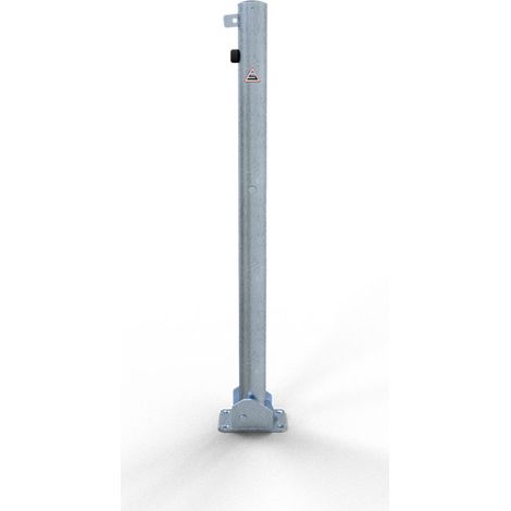 Schake Absperrpfosten umlegbar mit Dübelbefestigung für Vorhängeschloss aus Stahlrohr verzinkt Ø60x2,5mm mit Stahlkappe 900mm Überflur